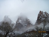 Abraham, Isaac and Jacob with robes of snow.